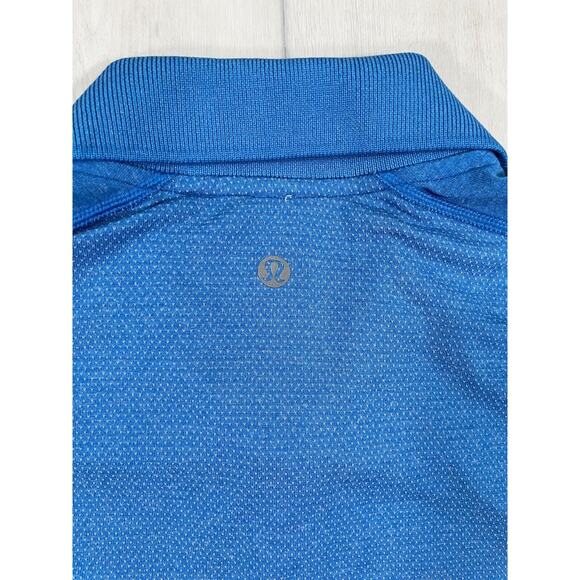 Lululemon Men's Large Metal Vent Tech Short Sleeve Polo Shirt Blue Casual - Picture 6 of 12